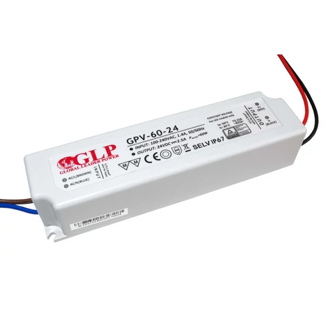 GLP GPV-60-24, GLP tápegység GPV sorozat 24V/2.5A, CV, nem PFC, IP67 műanyag ház