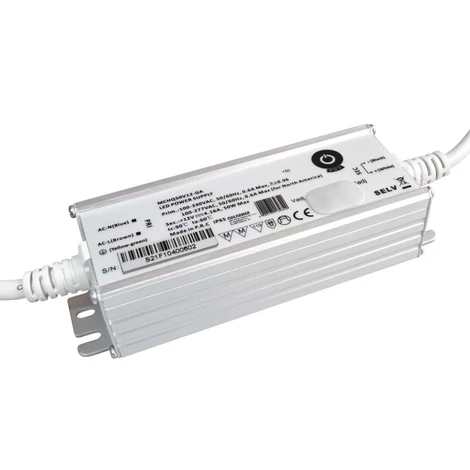 Napájací zdroj POS MCHQ50V12-GA, LED ovládač 12V/4,16A 50W CV, kovové puzdro, PFC, univerzálny AC vstup (max. 305VAC), nastaviteľný Uo/Io