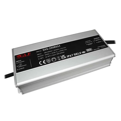 GLP GV6-350B024, GLP tápegység 350W: 24V/14.6A, CV, fémház, téglalap alakú