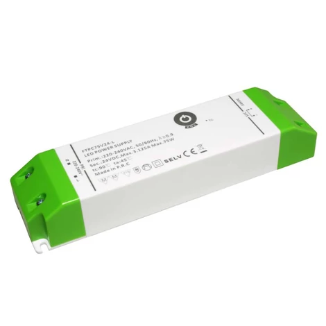 Tápegység POS FTPC75V24-L, POS LED meghajtó 24V/3.125A CV, kompakt műanyag ház, SSVL sorozat