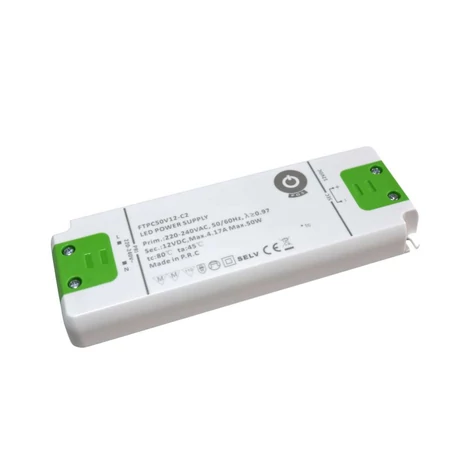 Napájací zdroj POS FTPC50V12-C2, ovládač POS LED 12V/4,16A CV, kompaktné plastové puzdro, séria SSVF