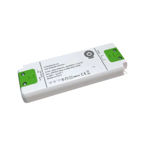 Napájací zdroj POS FTPC50V24-C2, ovládač POS LED 24V/2,05A CV, kompaktné plastové puzdro, séria SSVF