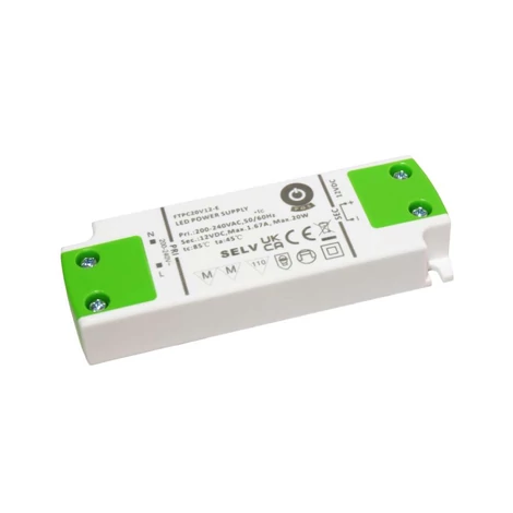 Napájací zdroj POS FTPC20V12-E, ovládač POS LED 12V/1,67A CV, kompaktné plastové puzdro. Séria SE-VF.