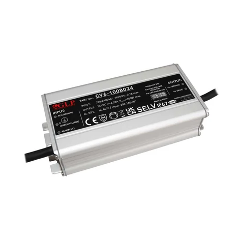 GLP GV6-100B012, napájací zdroj GLP 100W: 12V/8,3A, CV, kovové puzdro, obdĺžnikový tvar