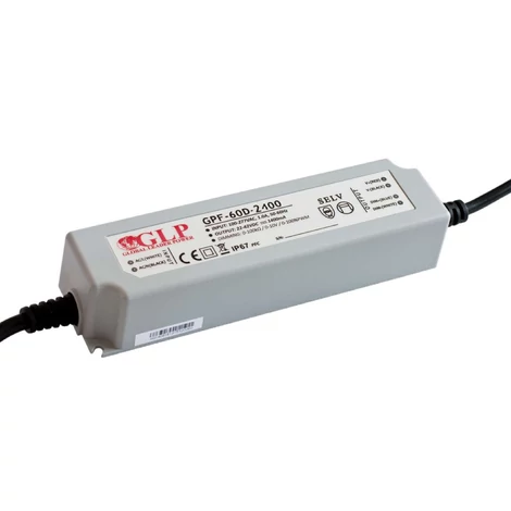 Napájací zdroj GLP GPF-60D-2100, ovládač GLP LED, konštantný prúd, 60 W, 2100 mA/14–28 VDC, IP67, stmievanie 3 v 1