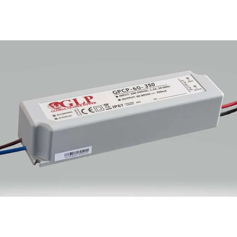 Napájací zdroj GLP GPCP-60-350, napäťový ovládač 350mA/78-130V, CC, PFC, plastový krytie IP67