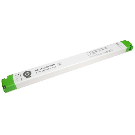 Napájací zdroj POS FTPC100V12-S-DA6, ovládač POS LED 12V/8,3A CV DALI 6 typ, so stmievaním tlačidlom, lineárne plastové puzdro