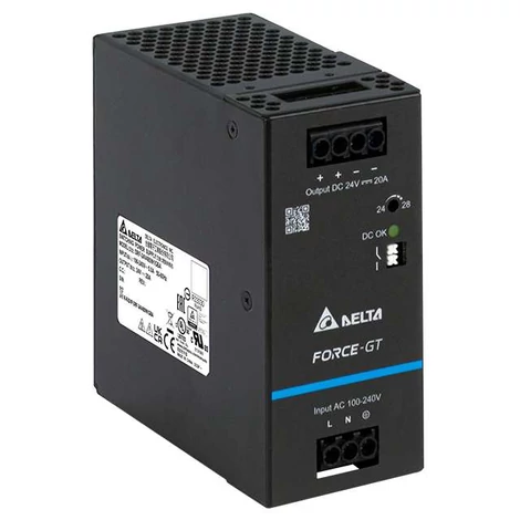 Power supply DELTA DRF-24V480W1GBA, Delta DIN rail mountable 24V/20A, FORCE-GT, high efficiency, high power density Power supply DELTA DRF-24V480W1GBA, Delta DIN rail mountable 24V/20A, FORCE-GT, high efficiency, high power density