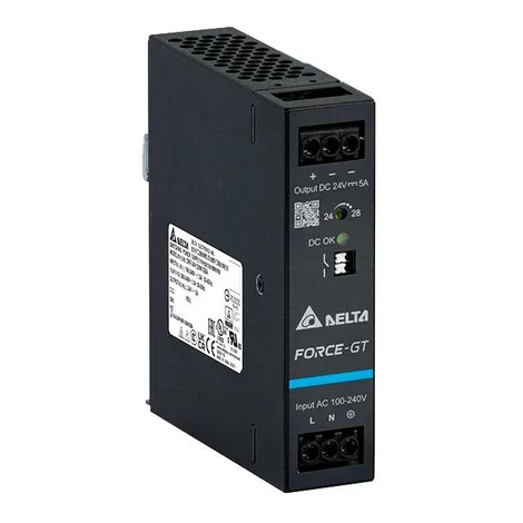 Tápegység DELTA DRF-12V120W1GBA, Delta DIN sínre szerelhető 12V/10A, FORCE-GT, nagy hatásfok, nagy teljesítménysűrűség