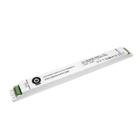 Napájací zdroj POS FTPC100V12-S-PCT-PDS, ovládač POS LED 12V/8,33A, tenké plastové puzdro, konektory typu push-in, tlačidlové ovládanie jasu (sekundárne)