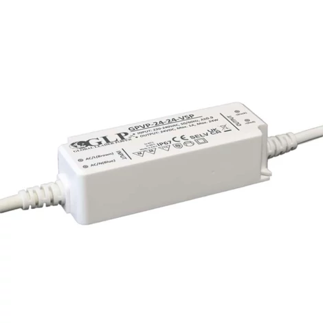 Tápegység GLP GPVP-24-24-VSP, LED meghajtó CV 24V/24W IP67 PFC műanyag ház