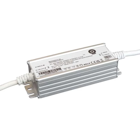 Napájací zdroj POS MCHQ50V12-GE, LED ovládač 12V/4,17A 50W CV, kovové puzdro, PFC, EU AC vstup (180-305VAC), IP67, nenastaviteľný