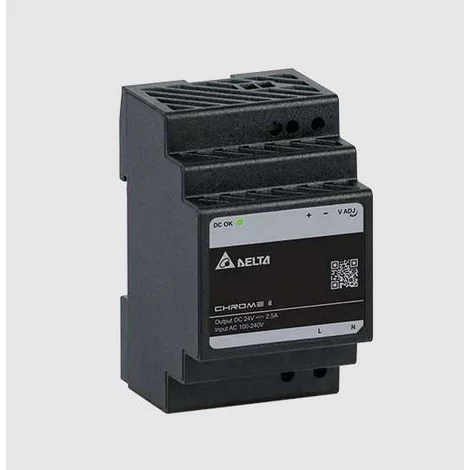 Tápegység DELTA DRC-24V060W1RZ, Delta DIN sínre szerelhető 24V/2,5A, króm II