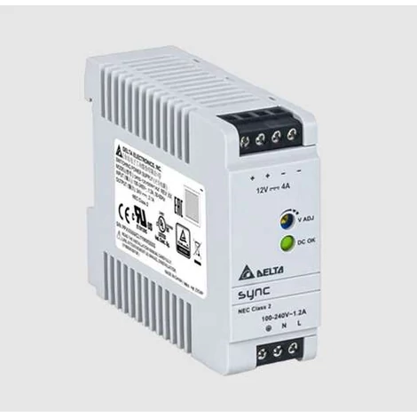 Tápegység DELTA DRS-12V50W1NZ, Delta DIN sínre szerelhető 12V/4.A, SZINKRON, NEC 2. osztály