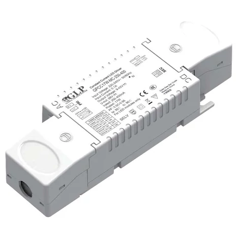 Tápegység GLP GPCC17W-MC-250-400, LED-meghajtó 17 W CC módban, 9~42V DC, többáramú DIP kapcsoló 250-400mA