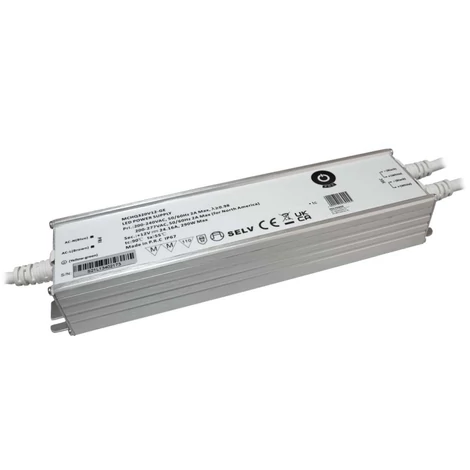 Napájací zdroj POS MCHQ320V48-GE, LED ovládač 48V/6,67A 320W CV, kovové puzdro, PFC, EU AC vstup (180-305VAC), IP67, nenastaviteľný