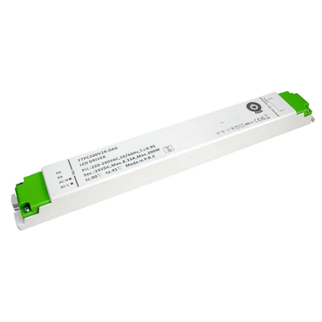 Tápegység POS FTPC240V48-DA6, POS LED meghajtó 48V/4.16A CV DALI 6-os típus, nyomógombos fényerőszabályozás, lineáris műanyag ház