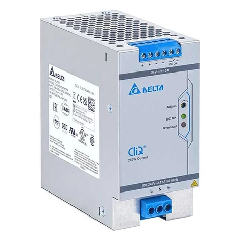 Napájací zdroj DELTA DRM-24V240W1PN, montáž na DIN lištu Delta 24V/10A, CLIQ M, vysoká účinnosť