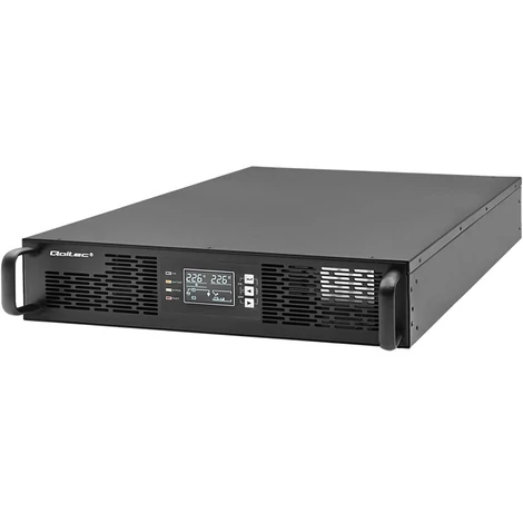 Qoltec szünetmentes tápegység UPS RACK-hez | 3kVA | 3000W | Teljesítménytényező 1,0 | LCD | EPO | USB | Online