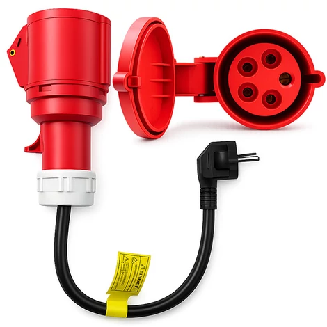 Qoltec tápegység, adapter | CEE 32A 5P 400V aljzat SCHUKO 230V-ra | max 16A | 3,5 kW