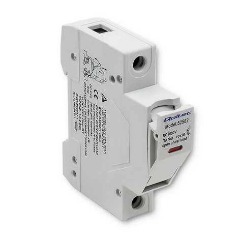 Qoltec základňa poistky s diódou + DC poistka | 1P | 1000V | 30A | 10x38 | solárny