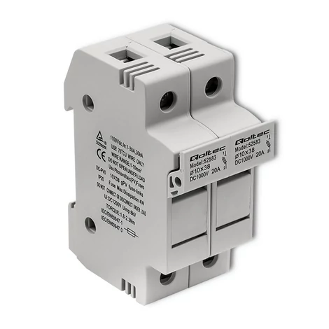 Suport siguranță DC Qoltec cu siguranță | 2P | 1000V | 20A | 10×38 mm | Solar