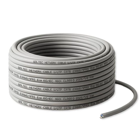 Qoltec UTP Patchcord kábel | Meď Cu | CAT6 | Vysoká rýchlosť 1Gb/s | LAN | 50m | Sivá