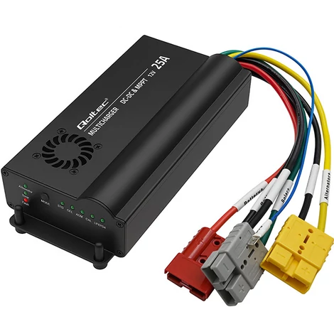 Qoltec Automatikus 12V DC-DC Töltő MPPT Vezérlővel | 25A | LiFePO4 AGM GEL STD