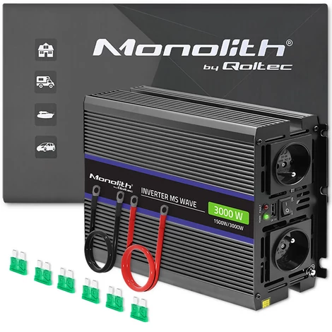 Qoltec Monolith módosított szinuszhullámos inverter 3000 | 12V – 230V | 1500/3000W | USB