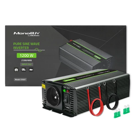 Qoltec Monolith Tiszta szinuszos inverter | 600W | 1200W | 24V-ról 230V-ra