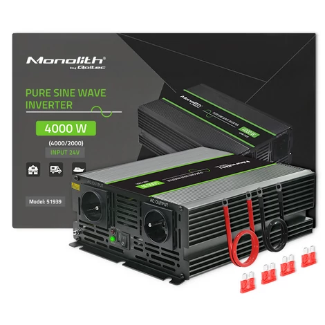 Qoltec Monolith Tiszta szinuszos inverter | 2000W | 4000W | 24V-ból 230V