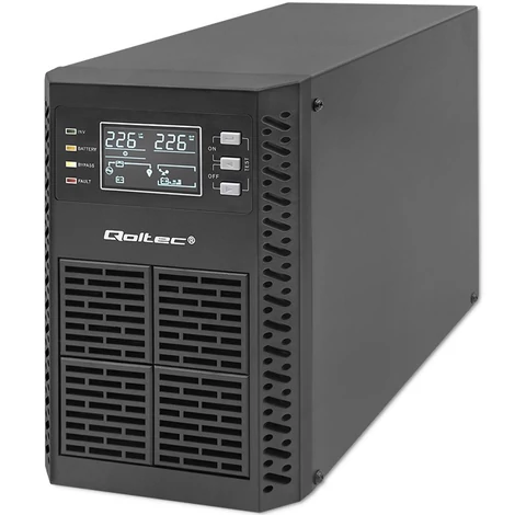 Qoltec szünetmentes tápegység UPS | 1kVA | 1000W | Power factor 1.0 | LCD | EPO | USB | On-line