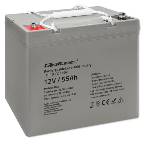 Qoltec AGM batéria | 12V | 55Ah | max. 825A