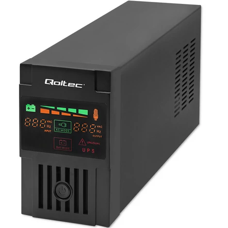 Interaktívny neprerušiteľný zdroj napájania Qoltec UPS| Monolit | 600VA | 360W | LCD | USB