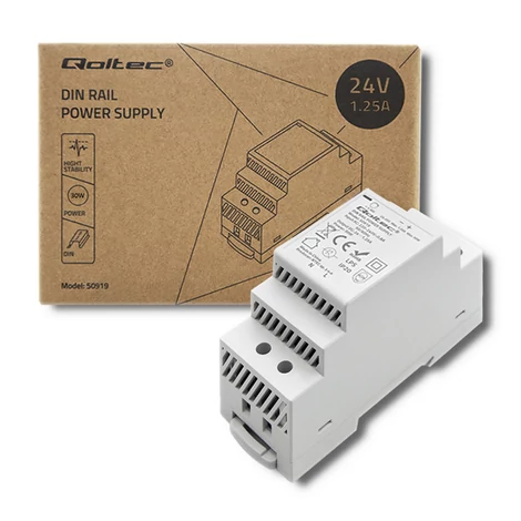 Napájací zdroj Qoltec na DIN lištu | 30W | 24V | 1,25A | Sivý