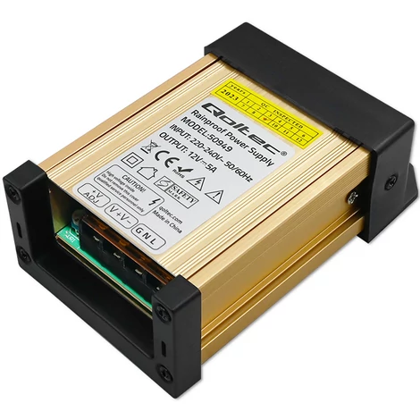 Qoltec LED ovládač IP45 60W | 12V | 5A | Vodotesný