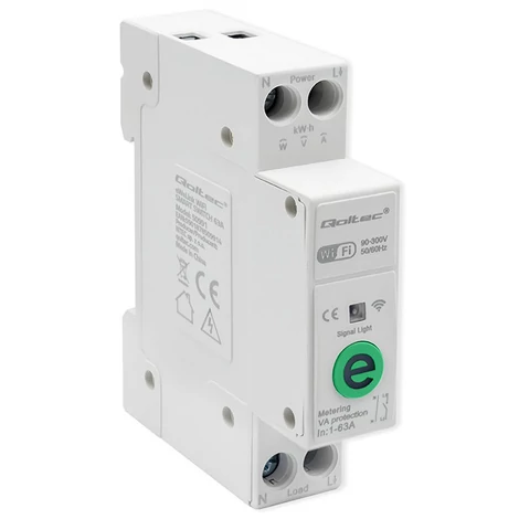Wi-Fi relé Qoltec na DIN lištu s elektromerom 63A | eWeLink od Sonoff | Wi-Fi | LED