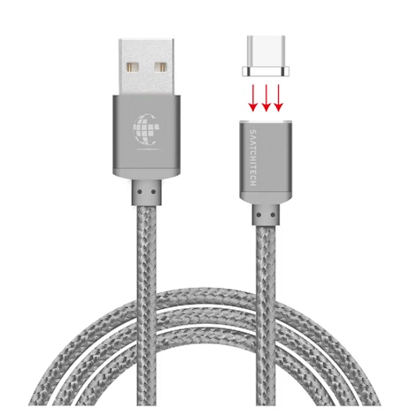 SAATCHITECH Magnetický kábel USB C strieborný