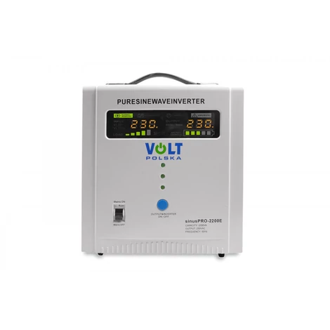 Volt Polska SINUS PRO 2200 E 12/230V Inverter feszültségátalakító beépített UPS Szünetmentes tápegység (1600/2200W) - Fehér