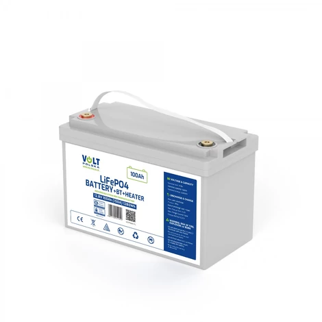 Volt Polska LiFePO4 akkumulátor 12V 100Ah (150A) Bluetooth + Fűtőszőnyeg + BMS, lítium-vas-foszfát akkumulátor