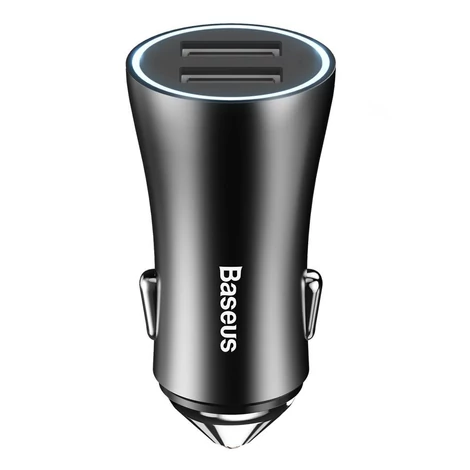 Baseus Golden Contactor Dual U Inteligentná nabíjačka do cigaretového zapaľovača s dvoma USB 2,4 A čierna