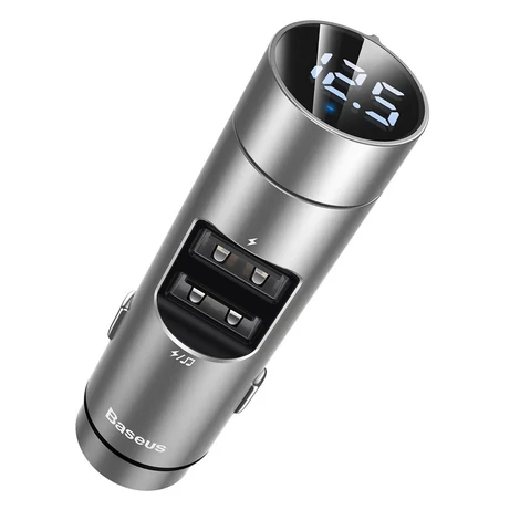 Baseus Energy Column Bluetooth FM Transmitter Transzmitter MP3 Autós töltő 2x USB QC3.0 3,1A - Ezüst (CCNLZ-0S)