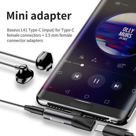 Baseus L41 USB Type-C - Type-C + 3.5mm audio Adapter fekete (CATL41-01)