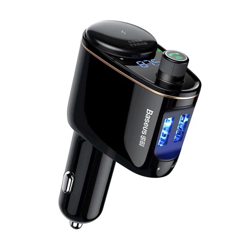 Baseus Locomotive Bluetooth FM Transmitter Transzmitter és autós töltő 2 USB aljzattal MP3 fekete (CCALL-RH01)