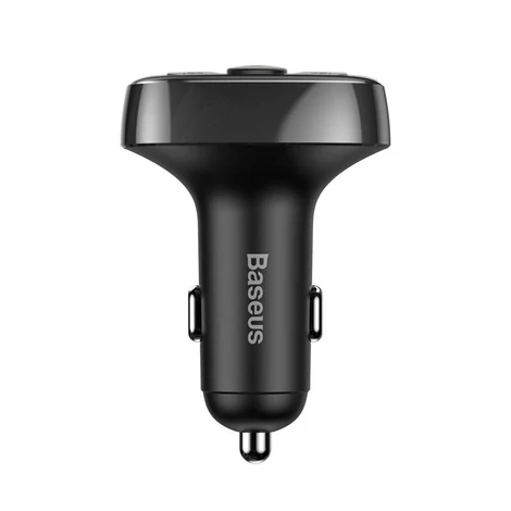 Baseus T-Typed Bluetooth FM Transmitter + Autós 2xUSB töltő LED képernyővel Fekete (CCTM-01)