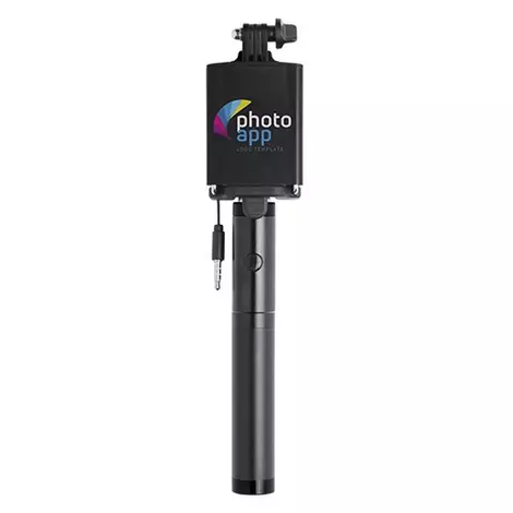 Selfie stick cu Power Bank 2200 mAh în negru