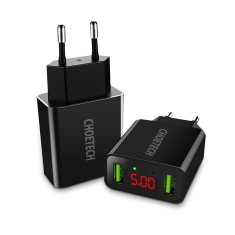 CHOETECH C0028 Nástenná nabíjačka QC s 2 portami USB čierna