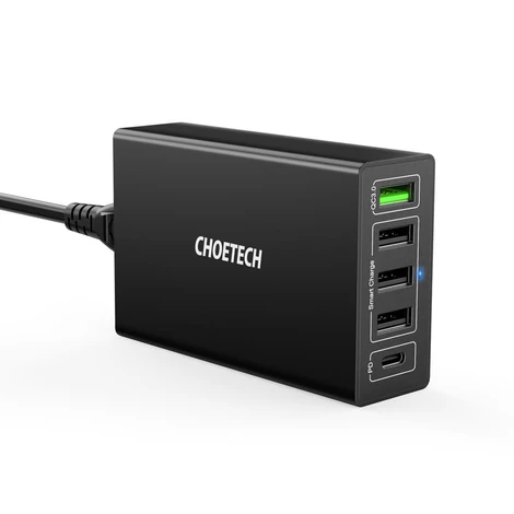 Choetech Q34U2Q Multi USB Töltő tápegység EU USB-C PD 5 port 60W
