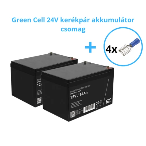 Green Cell 24V kerékpár akkumulátor csomag 6-DZM-14 (2x12V-14Ah) 250W-os kerékpárokig