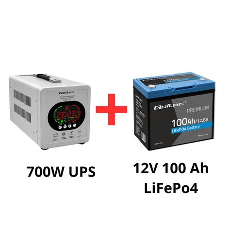 Qltec Szünetmentes tápegység keringető szivattyúkhoz 720W + 100Ah LiFePo4 akkumulátor csomag